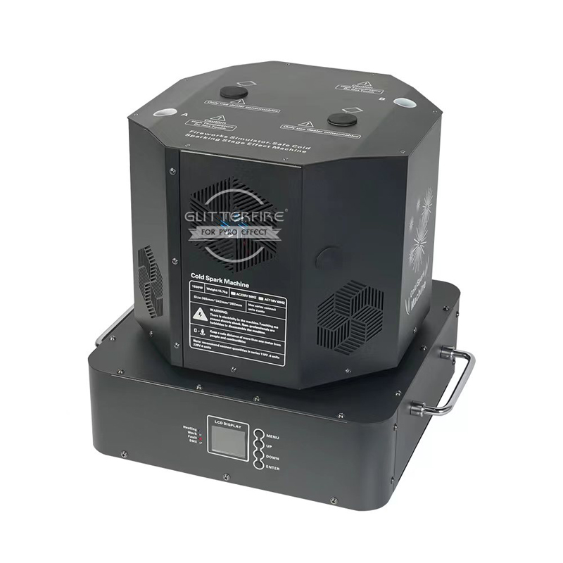 1300W Black Double Head Rotating Spark Fountain Machine